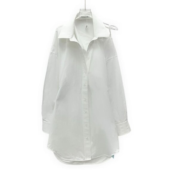 Alexander Wang T White Cotton Off-The-Shoulder Lapel Single-Breasted Long-Sleeve - Picture 1 of 7